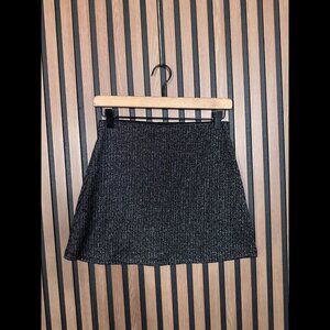 Urban Outfitters Skater Skirt Small Womens Black Metallic Ribbed Stretch